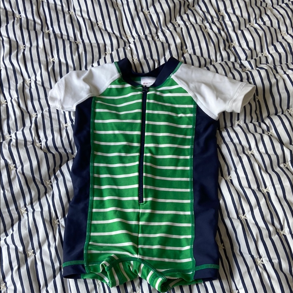 Hanna Andersson Green and Navy Rashguard Swim suit 3-6 mos